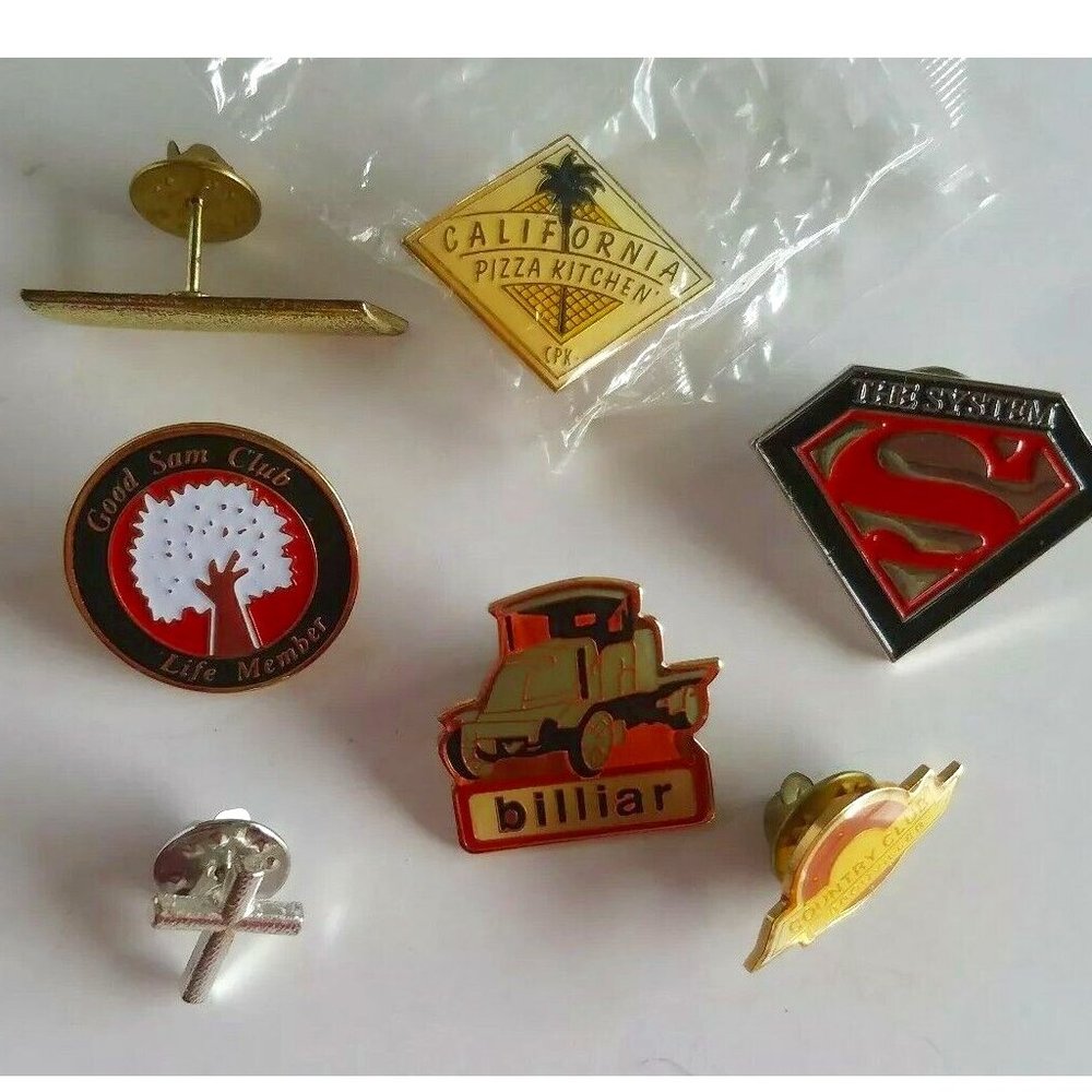 Vintage Y2K Lot of 7 Collectors Pins Cross Bar The System Good Sam billiar etc